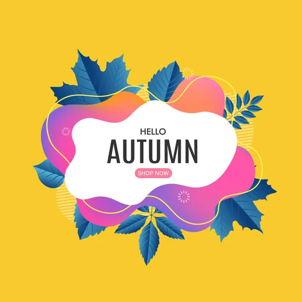 Diseño de banner de venta de otoño. Plantilla de etiqueta engomada venta otoño. Insignia promocional. Ilustración vectorial — Vector de stock