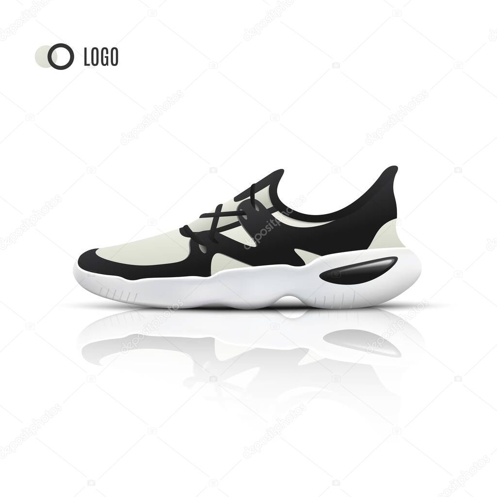 Realistic Sport running sneakers for training and fitness on white background. High Quality Vector illustration