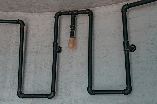 edison ampul ile loft tarzı metal boru