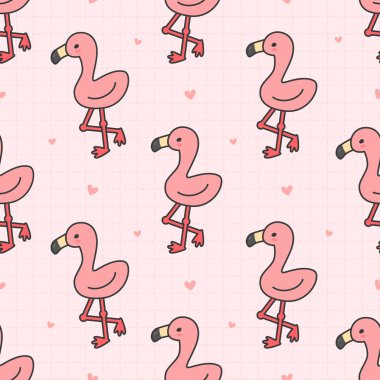Sevimli flamingo dikişsiz arka plan tekrar desen, duvar kağıdı arka plan, sevimli sorunsuz desen arka plan