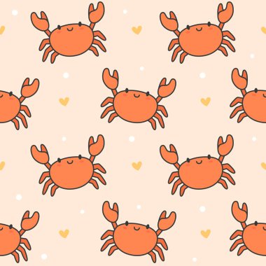 Sevimli yengeç sorunsuz arka plan tekrar desen, duvar kağıdı arka plan, sevimli sorunsuz desen arka plan