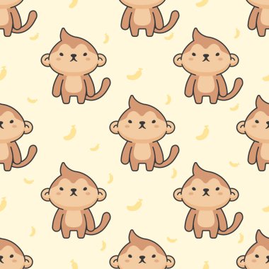 Sevimli maymun sorunsuz arka plan tekrar desen, duvar kağıdı arka plan, sevimli sorunsuz desen arka plan