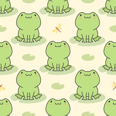 Sevimli kurbağa Dikişsiz Desen Arka Plan