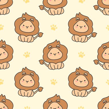 Sevimli aslan Dikişsiz Desen Arka Plan