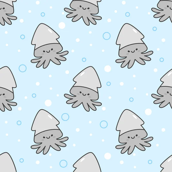 Cute squid Seamless Pattern Background