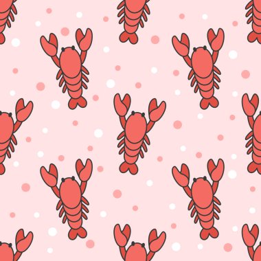 Istakoz Dikişsiz Desen Arka Plan