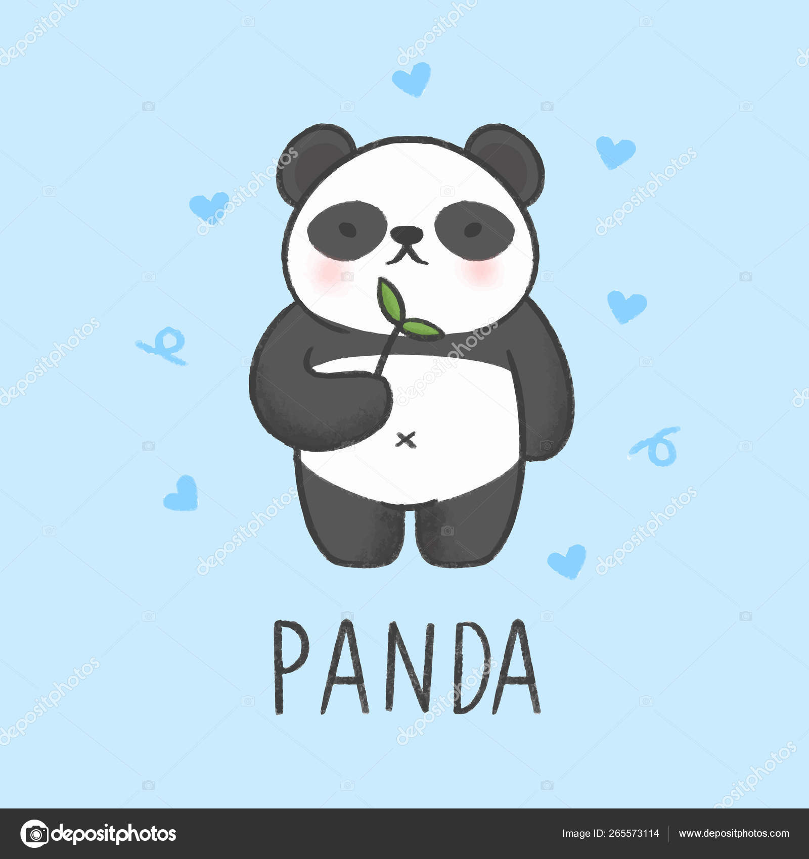 Cute panda cartoon hand drawn style Stock Vector Image by  ©@ #265573114