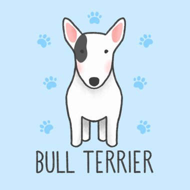 Sevimli Bull Terrier karikatür el çizilmiş tarzı