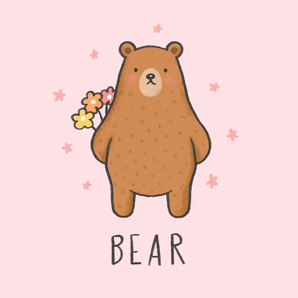Cute Bear Cartoon ręcznie rysowane styl — Wektor stockowy