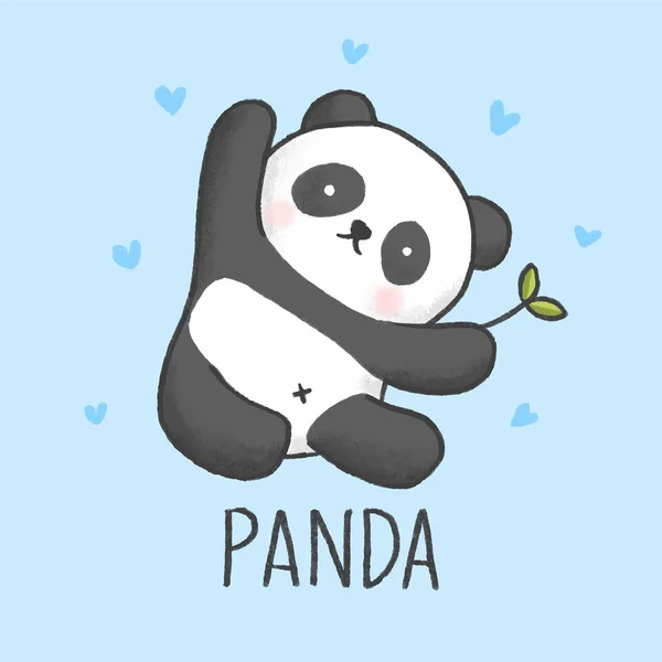 Lindo estilo dibujado a mano de dibujos animados Panda — Archivo Imágenes Vectoriales
