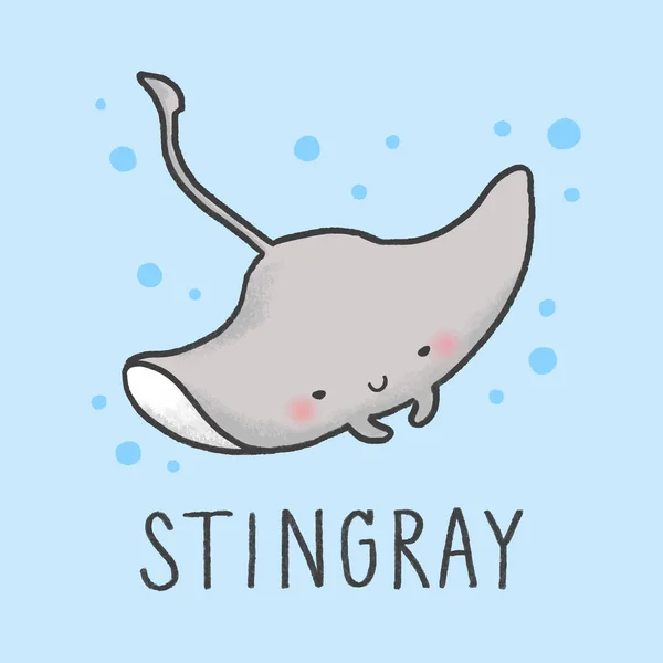Carino stile disegnato a mano fumetto Stingray — Vettoriale Stock