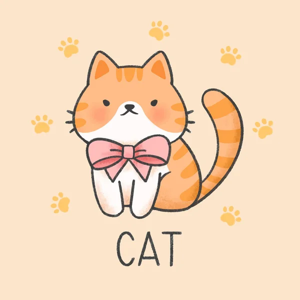 Mignon chat dessin animé style dessiné à la main — Image vectorielle