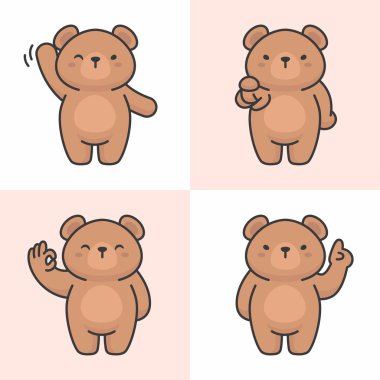 Sevimli ayı karakterleri vektör seti