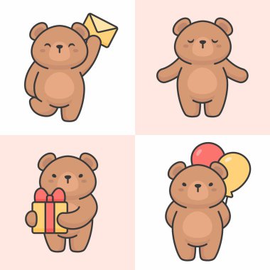 Sevimli ayı karakterleri vektör seti