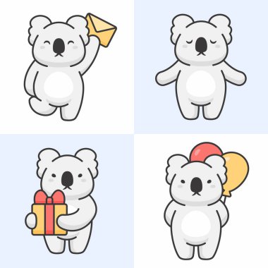 Sevimli koala karakterleri vektör seti