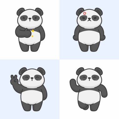 Sevimli panda karakterleri Vektör seti