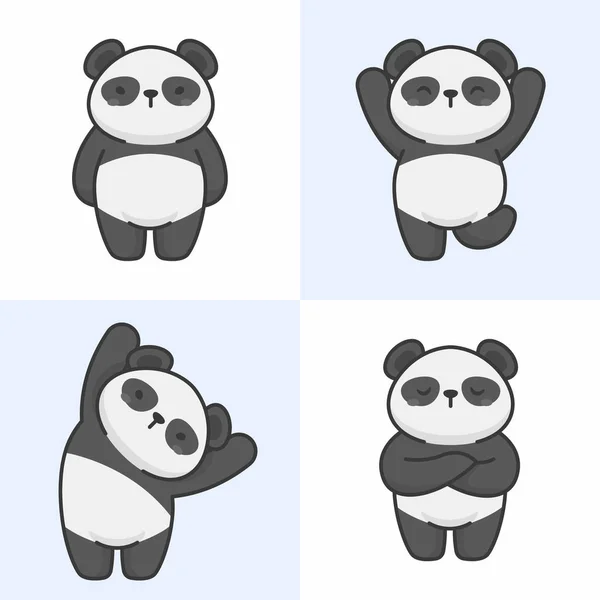 Ensemble vectoriel de personnages mignons de panda — Image vectorielle