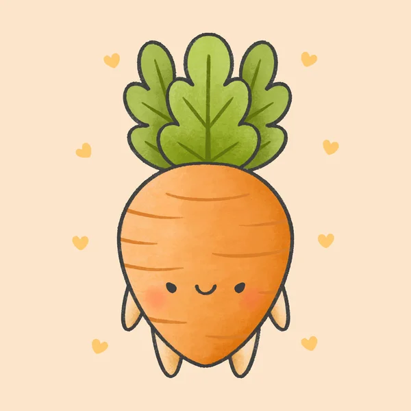 Cute carrot cartoon hand drawn style — Stock Vector