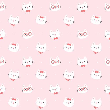 Sevimli kedisiz arka plan tekrarlayan desen, duvar kâğıdı arka plan, şirin, pürüzsüz desen arka plan