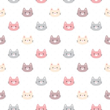 Sevimli kedisiz arka plan tekrarlayan desen, duvar kâğıdı arka plan, şirin pürüzsüz desen arka plan