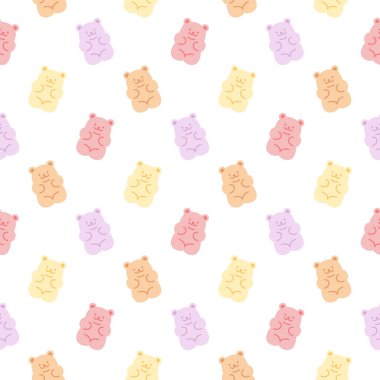 Tatlı ayıcıklı jelibonlar kusursuz arka plan tekrarlayan desen, duvar kâğıdı arka plan, şirin, pürüzsüz desen arka plan