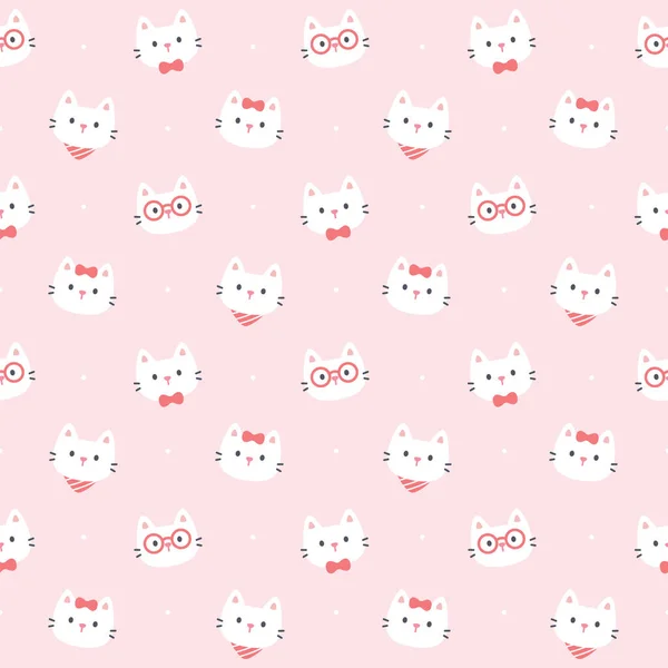 Adorable Cat Seamless Background Repeating Pattern Wallpaper Background Cute Seamless — Stock Vector