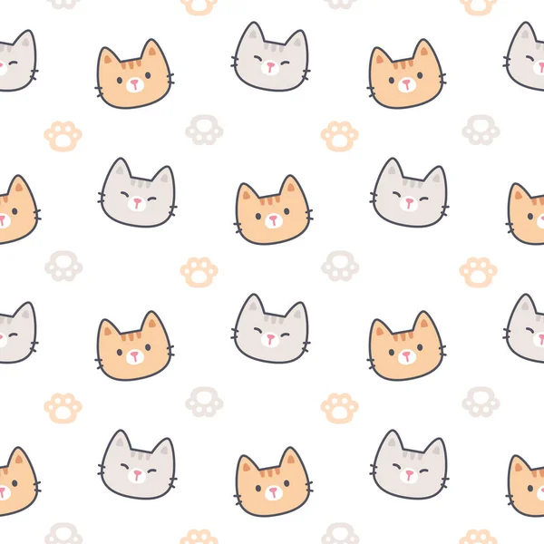 Cat with paws footprint seamless background repeating pattern, wallpaper background, cute seamless pattern background