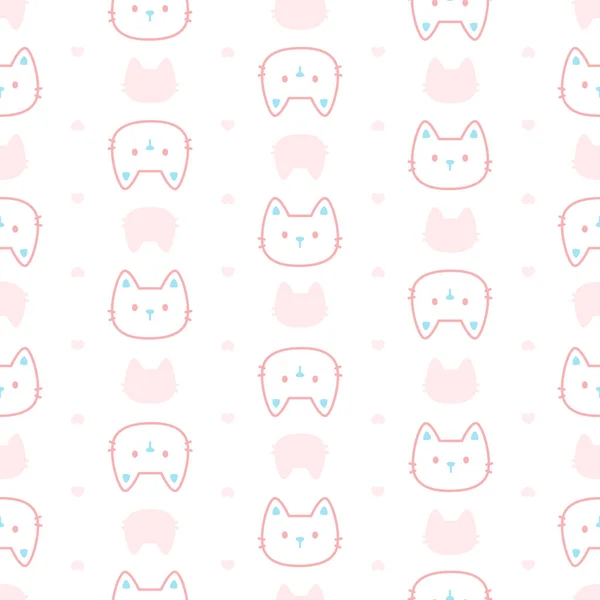 Lindo Gato Pastel Sin Costuras Patrón Repetición Fondo Pantalla Lindo — Vector de stock