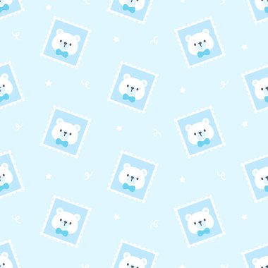 Sevimli ayı posta pulu pürüzsüz arka plan yinelenen desen, duvar kağıdı arka plan, şirin pürüzsüz desen arka plan