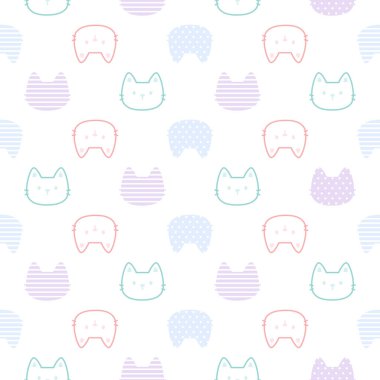 Sevimli kedisiz arka plan tekrarlayan desen, duvar kâğıdı arka plan, şirin pürüzsüz desen arka plan