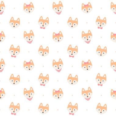 Şirin tilkisiz arkaplan tekrarlayan desen, duvar kağıdı arkaplan, şirin pürüzsüz desen arkaplan