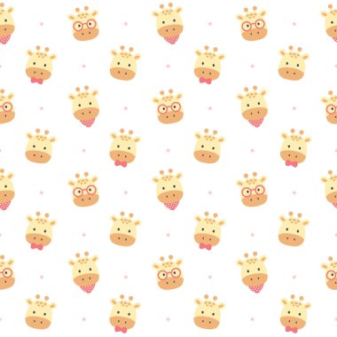 Şirin zürafa kusursuz arka plan tekrarlayan desen, duvar kâğıdı arka plan, şirin pürüzsüz desen arka plan