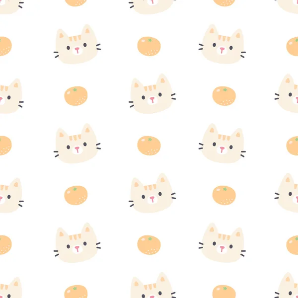 Cute Cat Orange Seamless Background Repeating Pattern Wallpaper Background Cute — Stock Vector