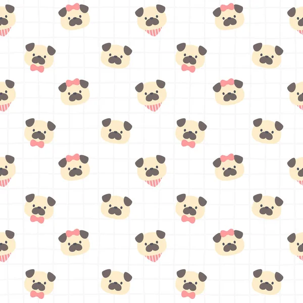 Bonito Pug Cão Sem Costura Fundo Repetindo Padrão Fundo Papel —  Vetores de Stock