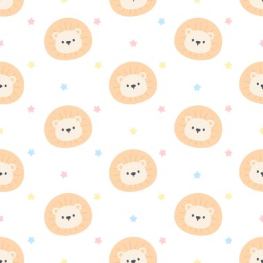 Sevimli aslansız arkaplan yinelenen desen, duvar kağıdı arka plan, şirin kusursuz desen arka plan