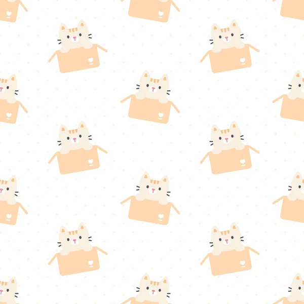 Niedliche Katze Einer Box Nahtlosen Hintergrund Wiederholen Muster Tapete Hintergrund — Stockvektor