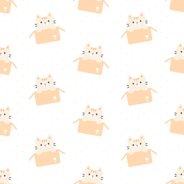 Cute Cat Box Seamless Background Repeating Pattern Wallpaper Background Cute — Stock Vector