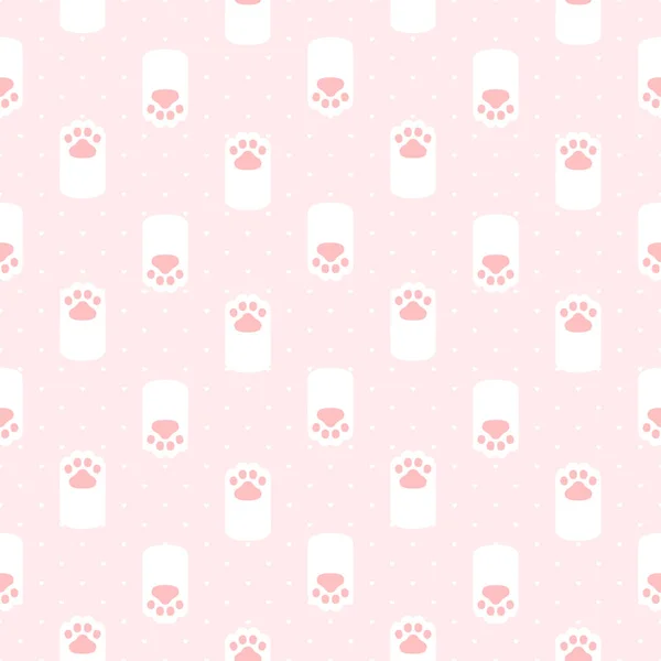 猫の足の足跡シームレスな背景繰り返しパターン 壁紙の背景 かわいいシームレスなパターンの背景 — ストックベクタ