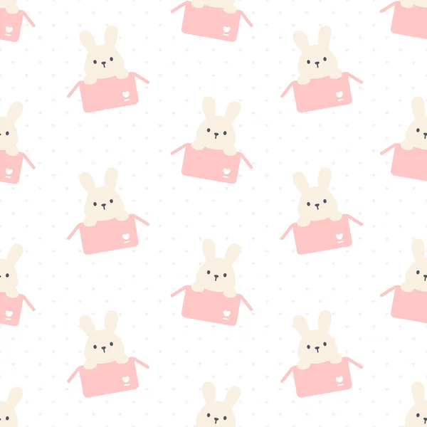 Cute Rabbit Box Seamless Background Repeating Pattern Wallpaper Background Cute — Stock Vector