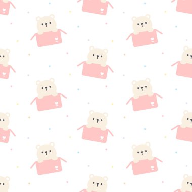 Kutusuz arka planda şirin bir ayı. Tekrarlayan desen, duvar kâğıdı arkaplan, şirin, pürüzsüz desen arka plan.