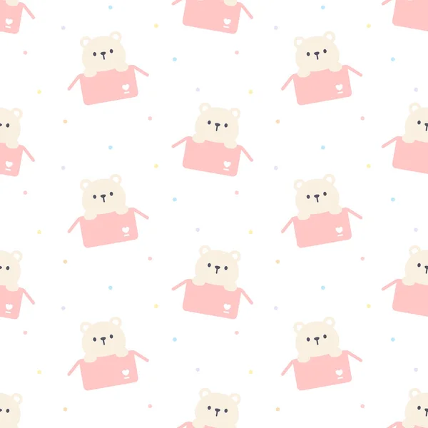 Cute Bear Box Seamless Background Repeating Pattern Wallpaper Background Cute — Stock Vector