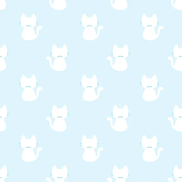 Cute Cat Sitting Back View Seamless Background Repeating Pattern Wallpaper — Stock Vector
