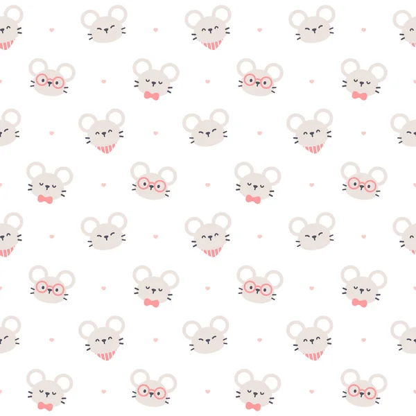 Cute Mouse Seamless Background Repeating Pattern Wallpaper Background Cute Seamless — Stock Vector