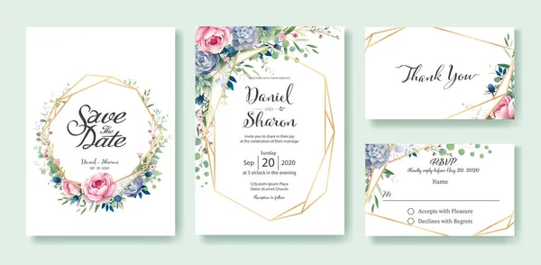 Düğün Davetiyesi, tarih kaydetmek, teşekkür ederim, rsvp kart şablonu