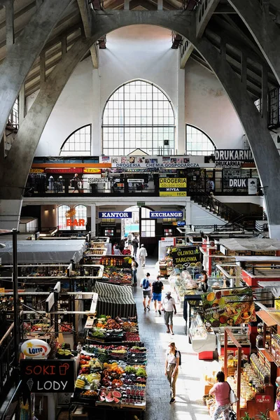 Wroclaw Poland 2020 Interior City Market Hall Selling Groceries Flowers — Stock Photo, Image