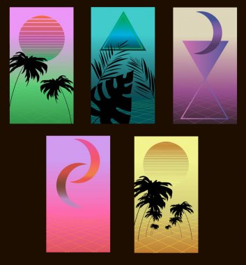 Buhar dalgası vektör poster seti