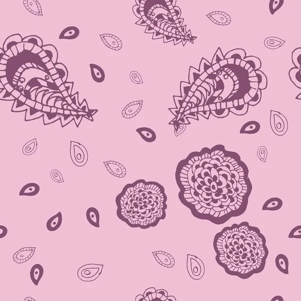 Векторный бесшовный рисунок с рисунками абстрактных форм в фиолетовых и розовых цветах — стоковый вектор