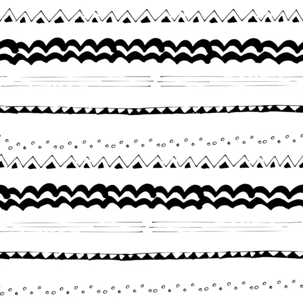 Patrón sin costura vectorial con rayas en colores blanco y negro — Archivo Imágenes Vectoriales
