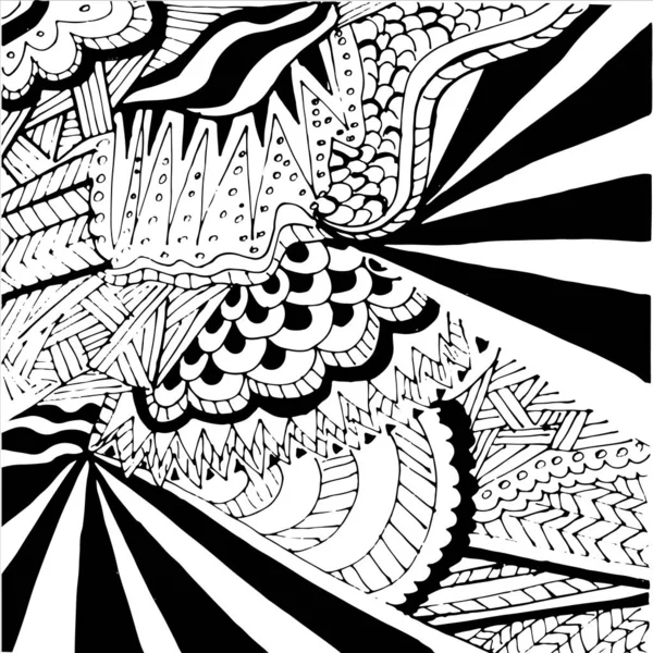 Vector pattern with doodles in black and white colors — Stock Vector