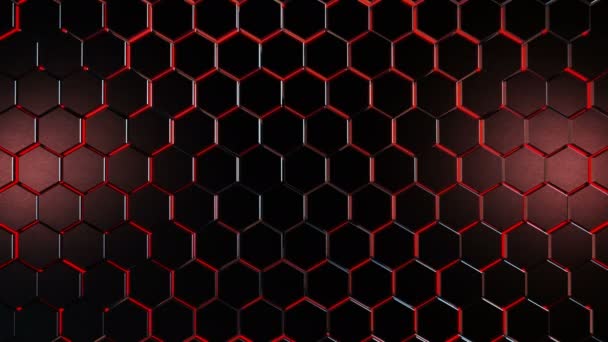 Hexagones cinematográficos Rojo — Vídeos de Stock